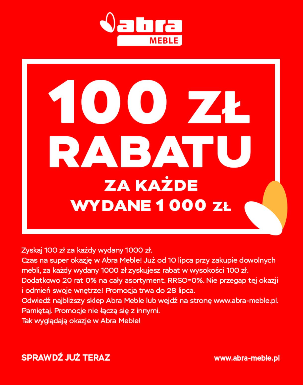 gazetka promocyjna abra meble 100 zł rabatu za każde wydane 1000 zł - Strona 1