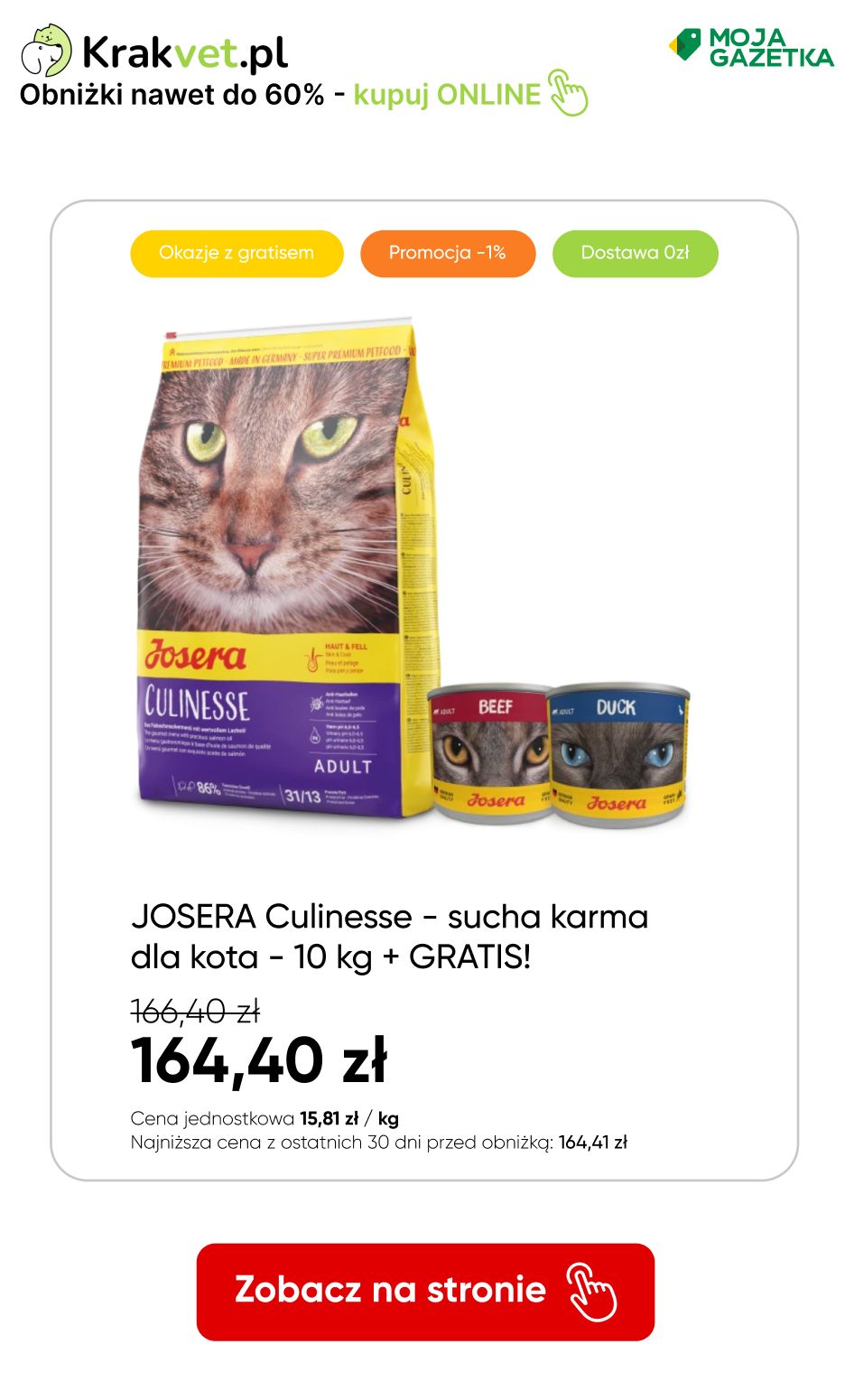 gazetka promocyjna Krakvet.pl Przy zakupie 10kg karmy dla kotów Josera 2x 200g karmy mokrej GRATIS! - Strona 3