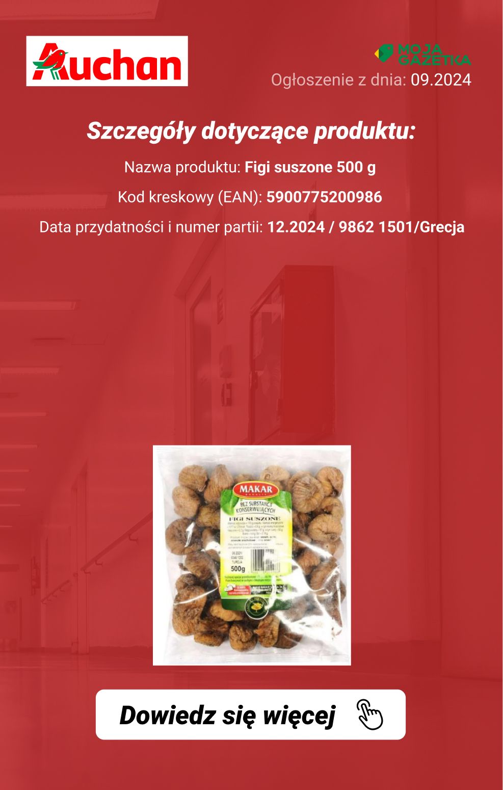 gazetka promocyjna Ostrzeżenia i alerty Auchan - Wycofanie produktu Figi suszone 500 g - Strona 3