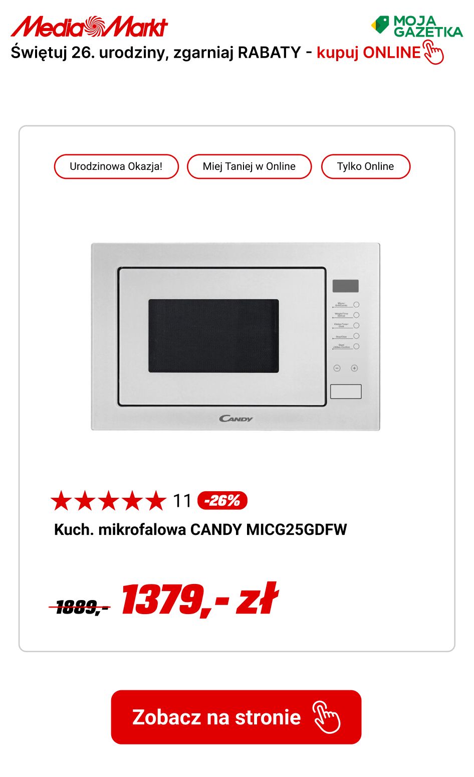 gazetka promocyjna Media Markt Urodzinowe OKAZJE CENOWE NA AGD! Rabaty od 26% - Strona 20