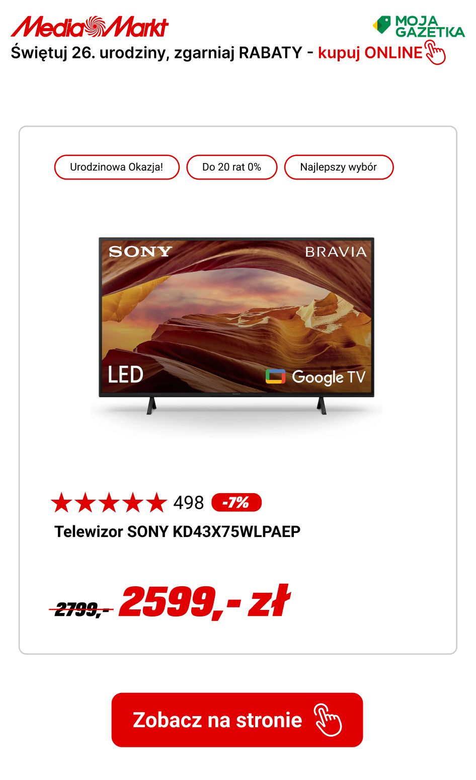 gazetka promocyjna Media Markt Urodzinowe OKAZJE CENOWE NA TELEWIZORY! Świętuj z nami i zgarniaj rabaty. - Strona 7