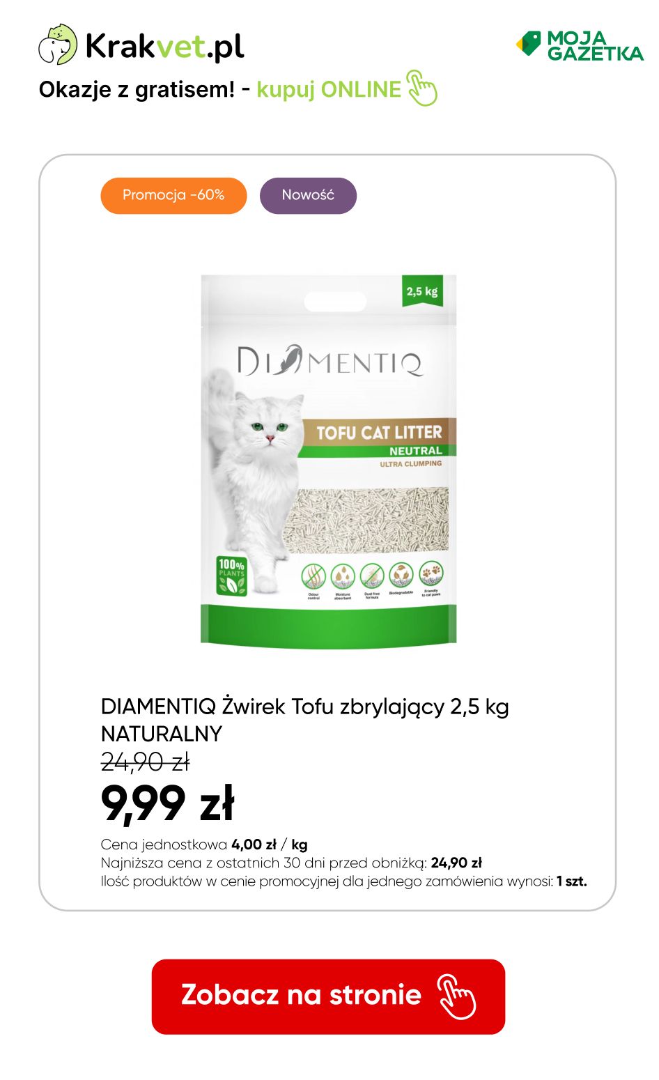 gazetka promocyjna Krakvet.pl Kup naturalny żwirek Diamentiq Tofu i zgarnij bidon lub ręcznik GRATIS! - Strona 2