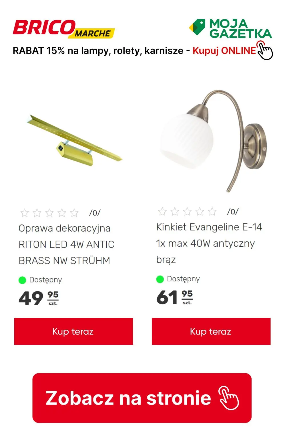 gazetka promocyjna BRICOMARCHE RABAT 15% na m.in karnisze, lampy, rolety! - Strona 23