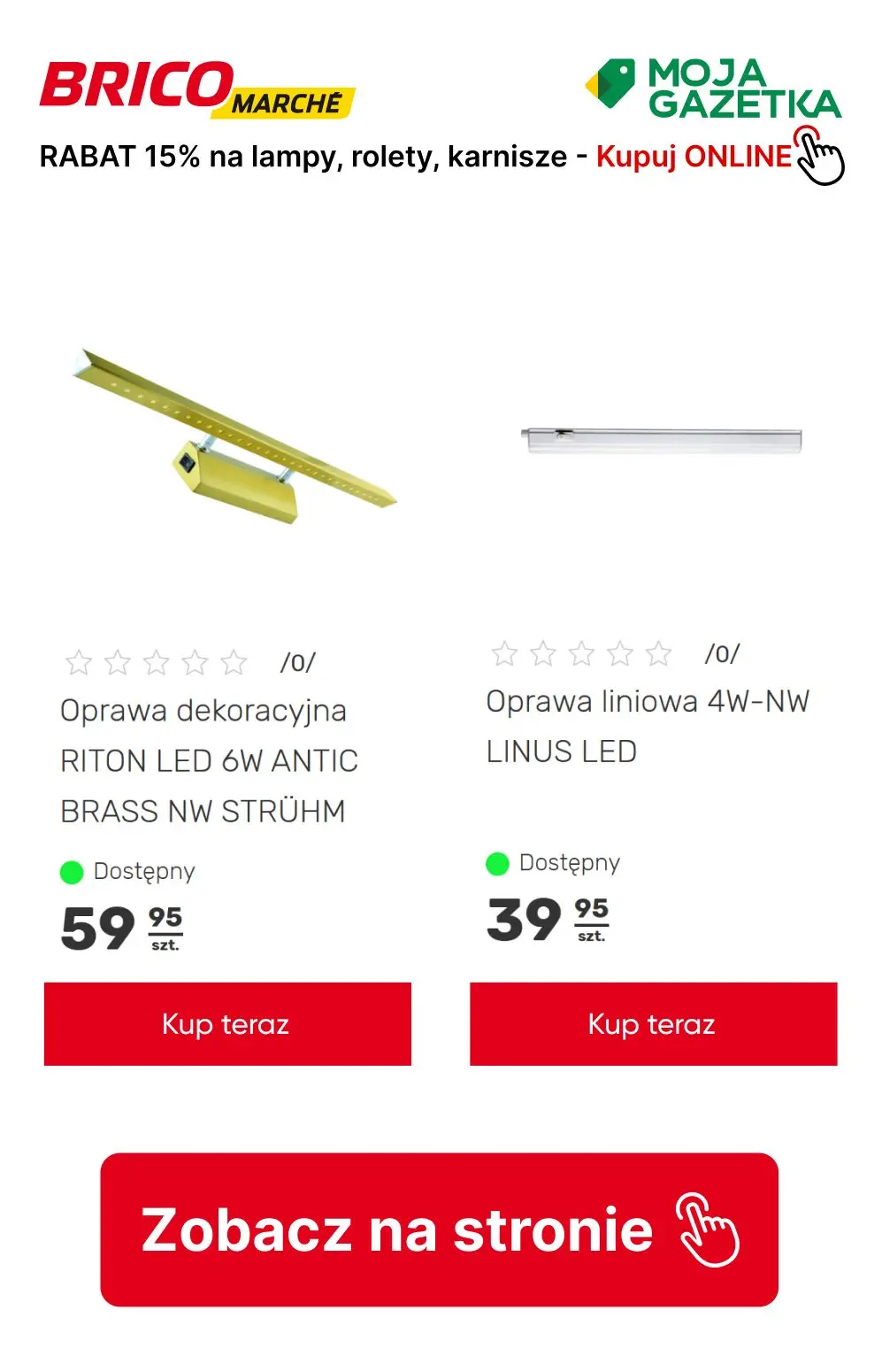 gazetka promocyjna BRICOMARCHE RABAT 15% na m.in karnisze, lampy, rolety! - Strona 31