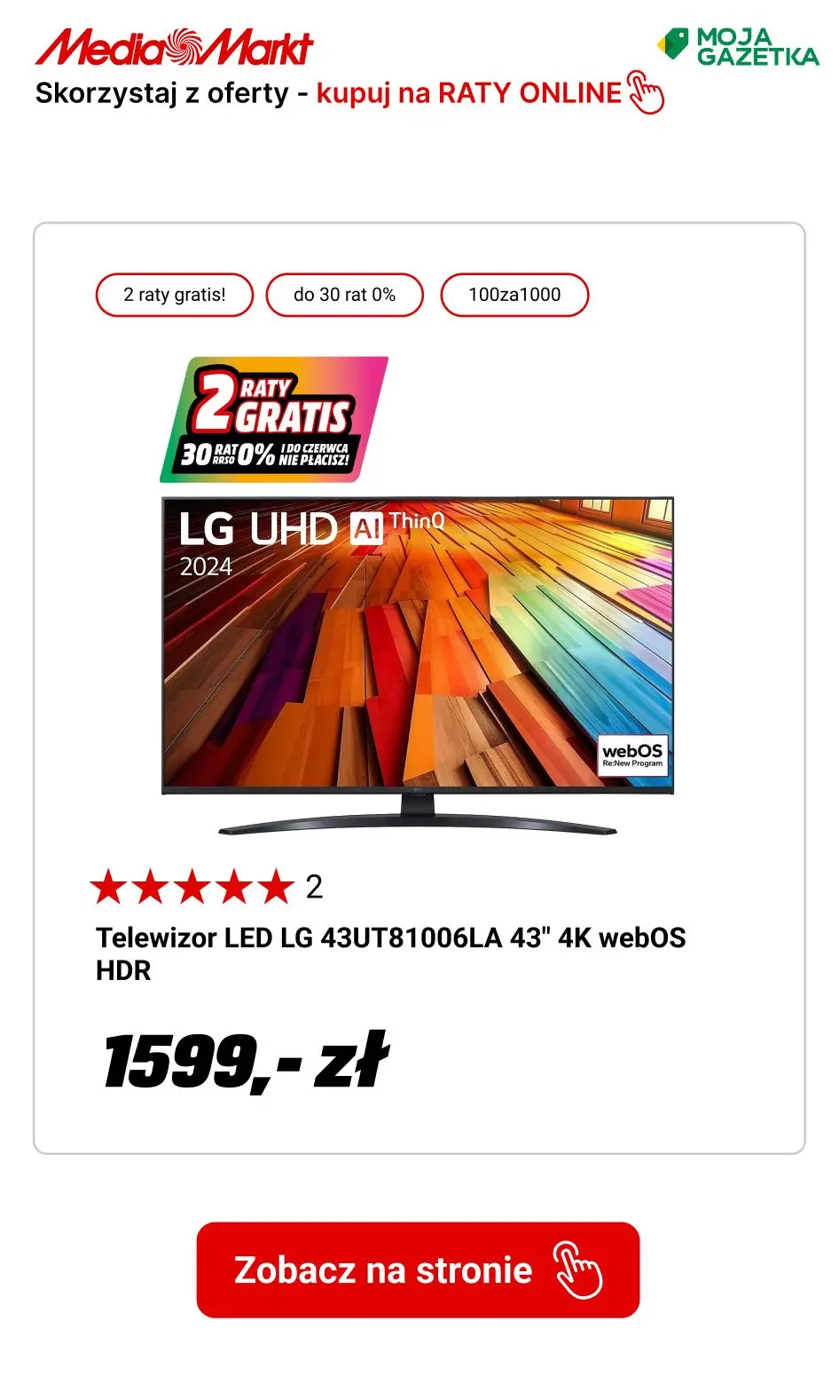 gazetka promocyjna Media Markt 2 RATY GRATIS! Skorzystaj z oferty 30 rat 0%. - Strona 5