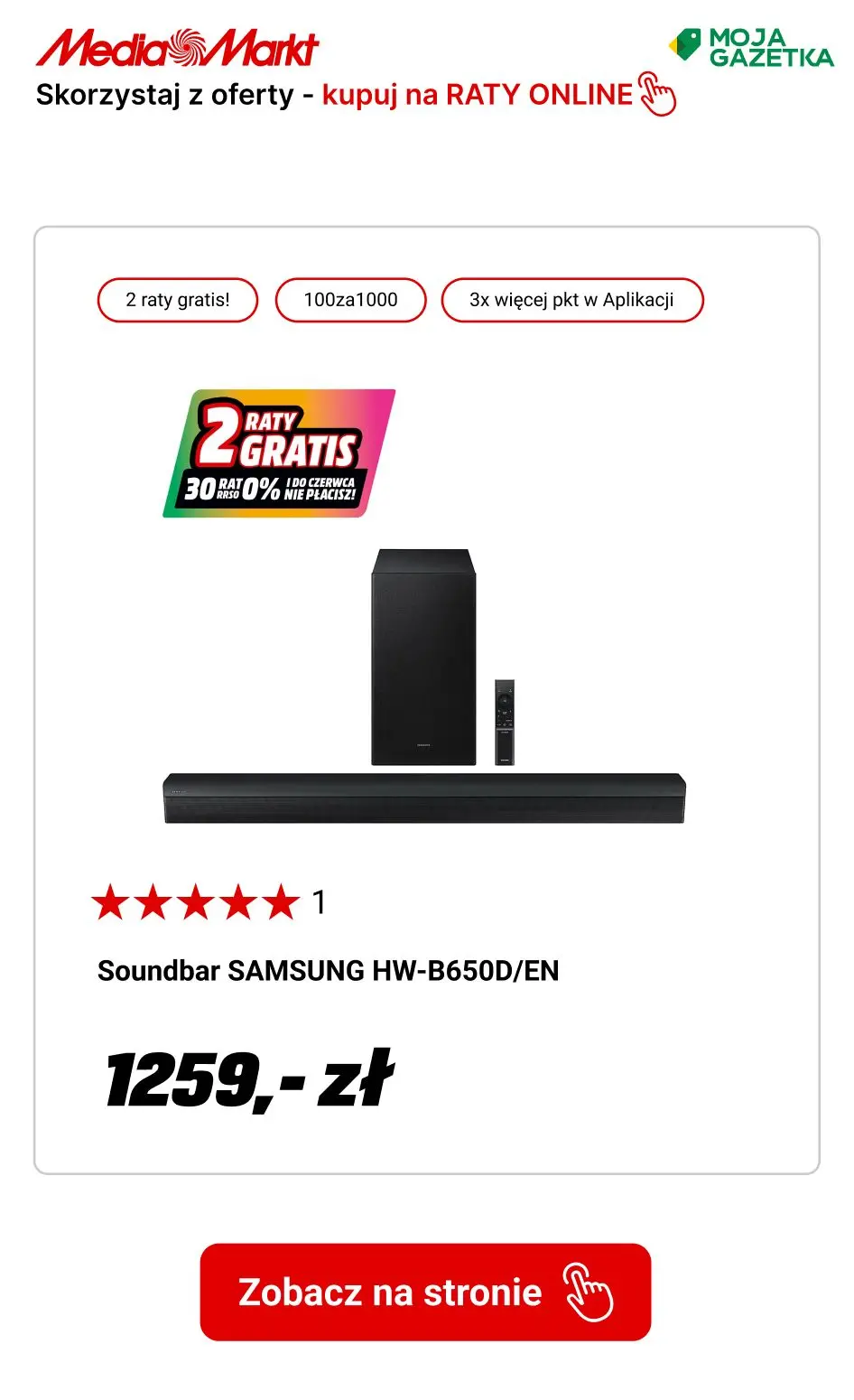 gazetka promocyjna Media Markt 2 RATY GRATIS! Skorzystaj z oferty 30 rat 0%. - Strona 20