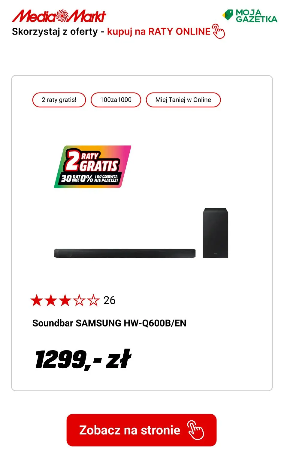 gazetka promocyjna Media Markt 2 RATY GRATIS! Skorzystaj z oferty 30 rat 0%. - Strona 21