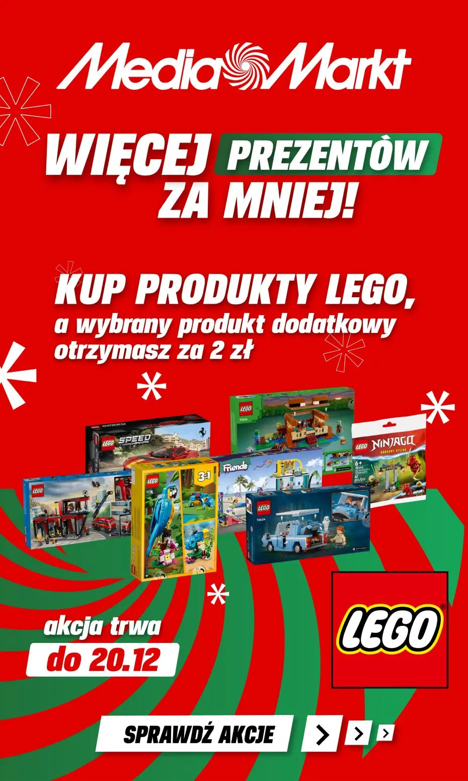 gazetka promocyjna Media Markt Więcej prezentów za MNIEJ! Kup lego a wybrany dodatkowy produkt otrzymasz za 2zł! - Strona 1