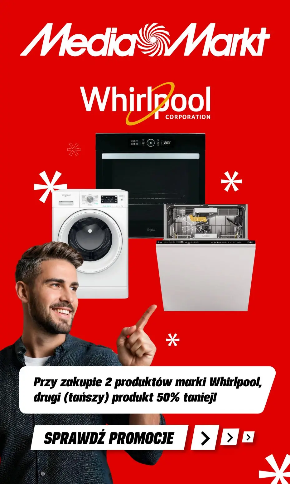 gazetka promocyjna Media Markt Kup 2 produkty marki whirpool, otrzymaj drugi 50% TANIEJ!!! - Strona 1