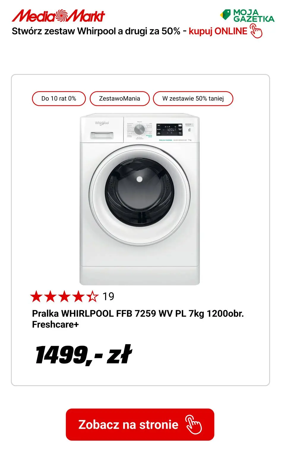 gazetka promocyjna Media Markt Kup 2 produkty marki whirpool, otrzymaj drugi 50% TANIEJ!!! - Strona 12