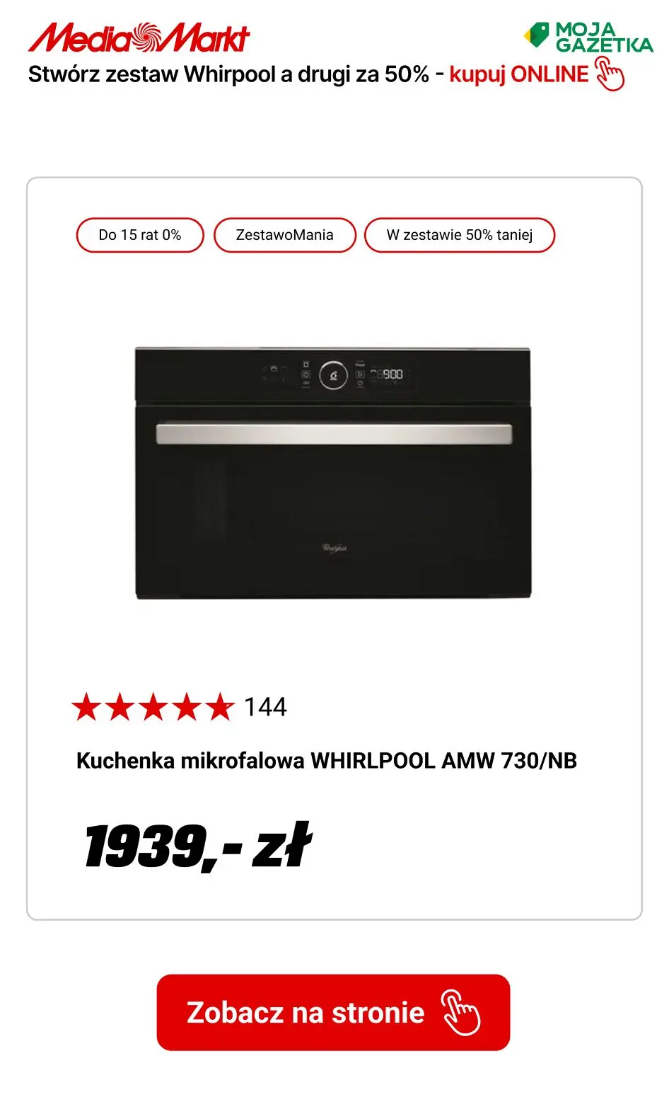 gazetka promocyjna Media Markt Kup 2 produkty marki whirpool, otrzymaj drugi 50% TANIEJ!!! - Strona 15