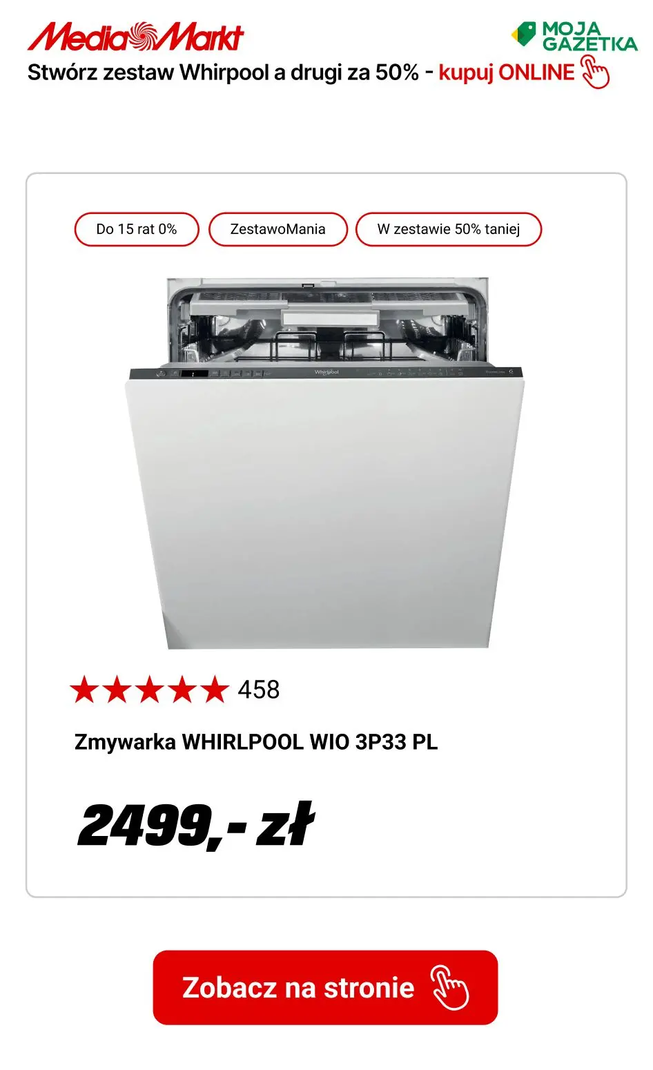 gazetka promocyjna Media Markt Kup 2 produkty marki whirpool, otrzymaj drugi 50% TANIEJ!!! - Strona 21