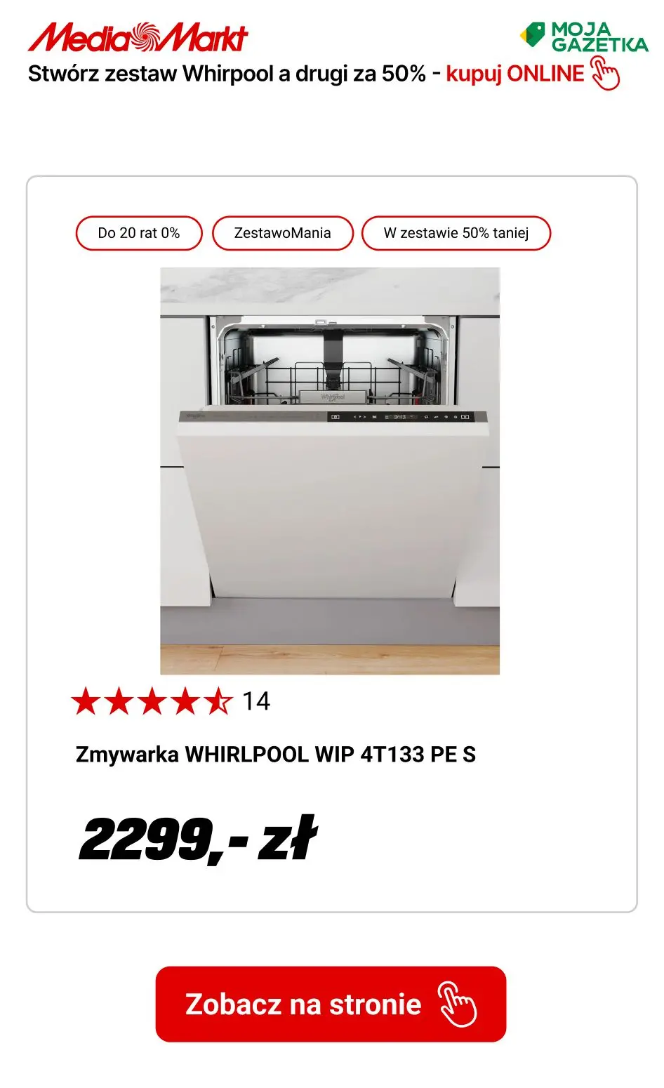 gazetka promocyjna Media Markt Kup 2 produkty marki whirpool, otrzymaj drugi 50% TANIEJ!!! - Strona 24