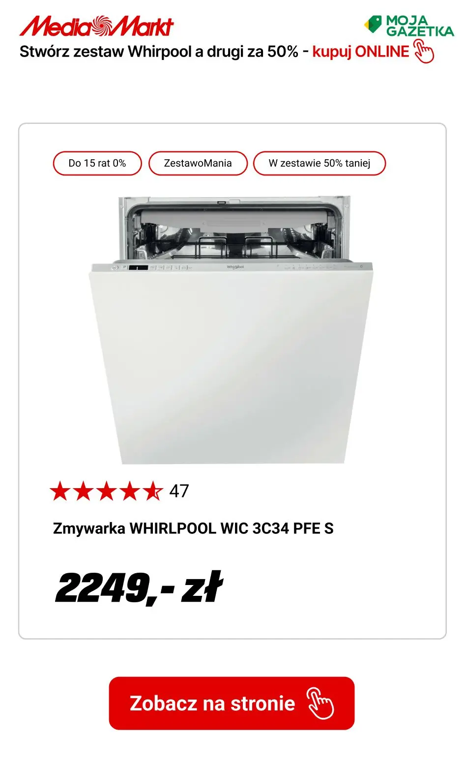 gazetka promocyjna Media Markt Kup 2 produkty marki whirpool, otrzymaj drugi 50% TANIEJ!!! - Strona 28