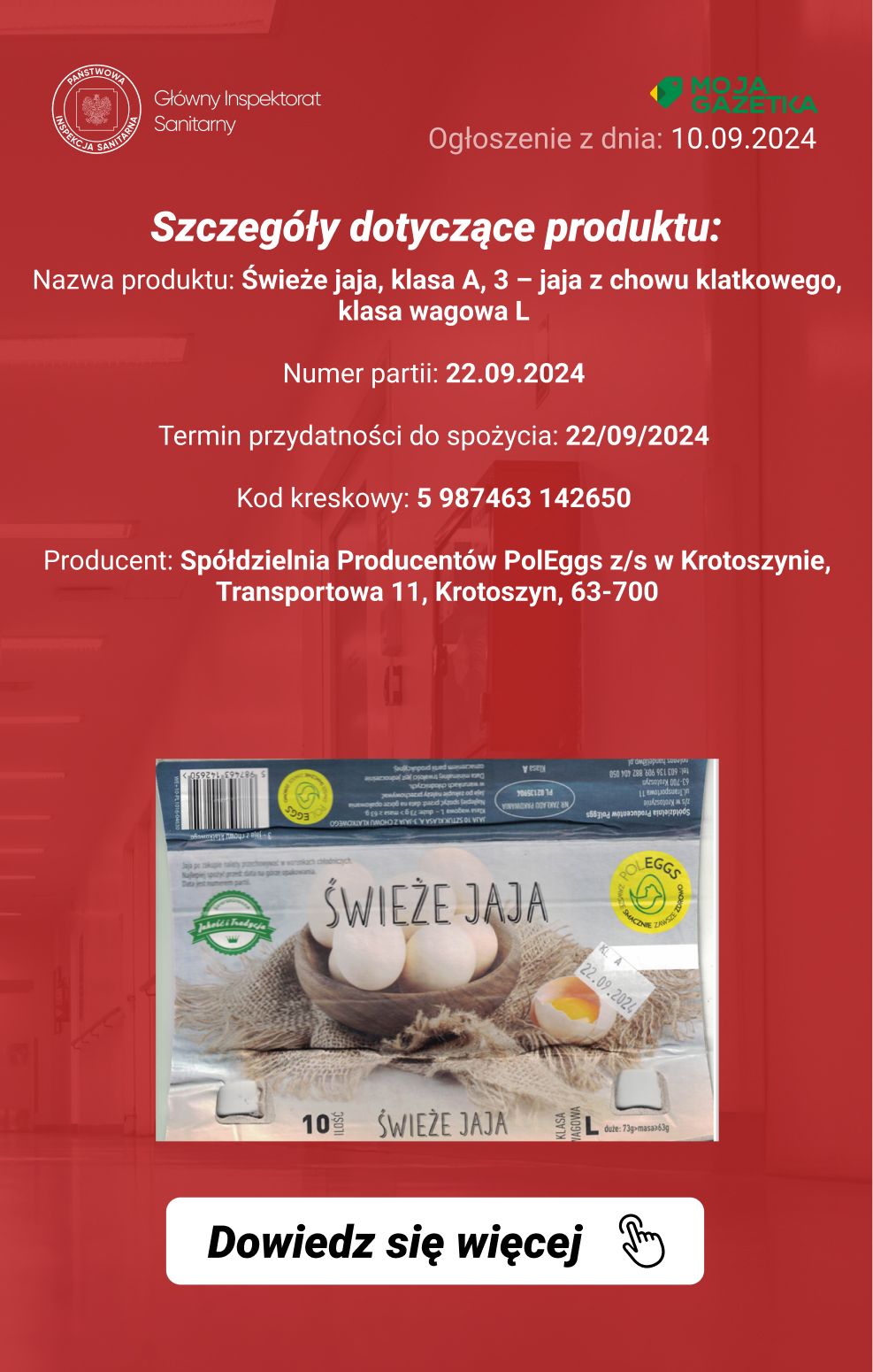 gazetka promocyjna Ostrzeżenia i alerty Wykrycie obecności bakterii Salmonella spp. w partii jaj - Strona 3