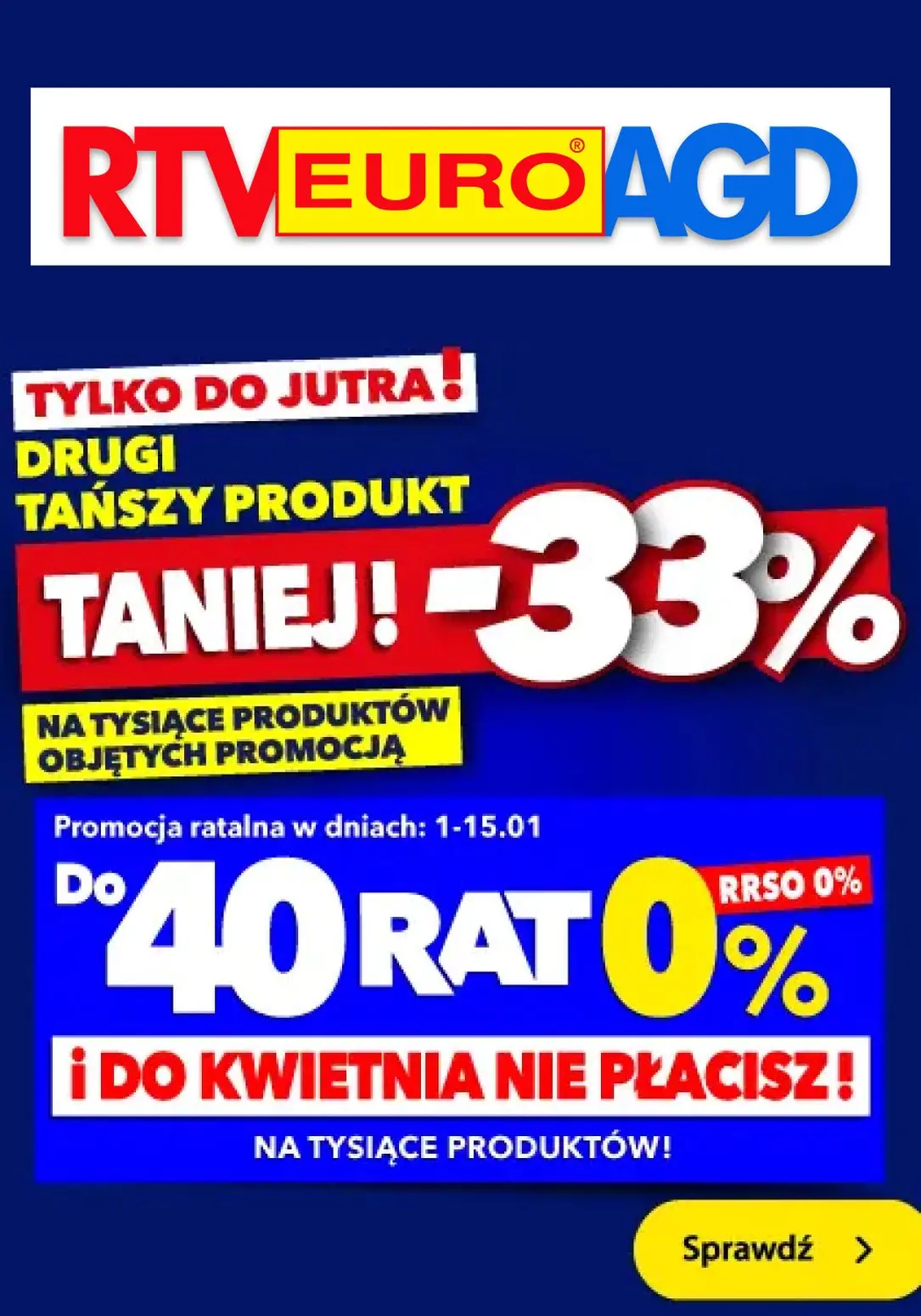 gazetka promocyjna RTV EURO AGD DRUGI TAŃSZY PRODUKT 33% TANIEJ - Strona 1