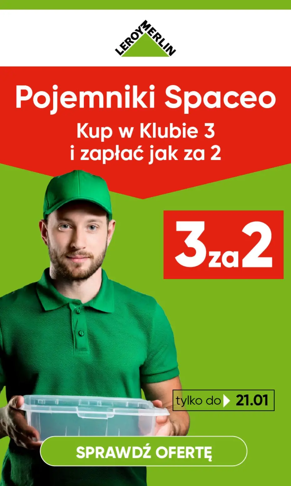 gazetka promocyjna Leroy Merlin Kup 3 pojemniki z klipsami marki Spaceo i zapłać jak za 2! - Strona 1