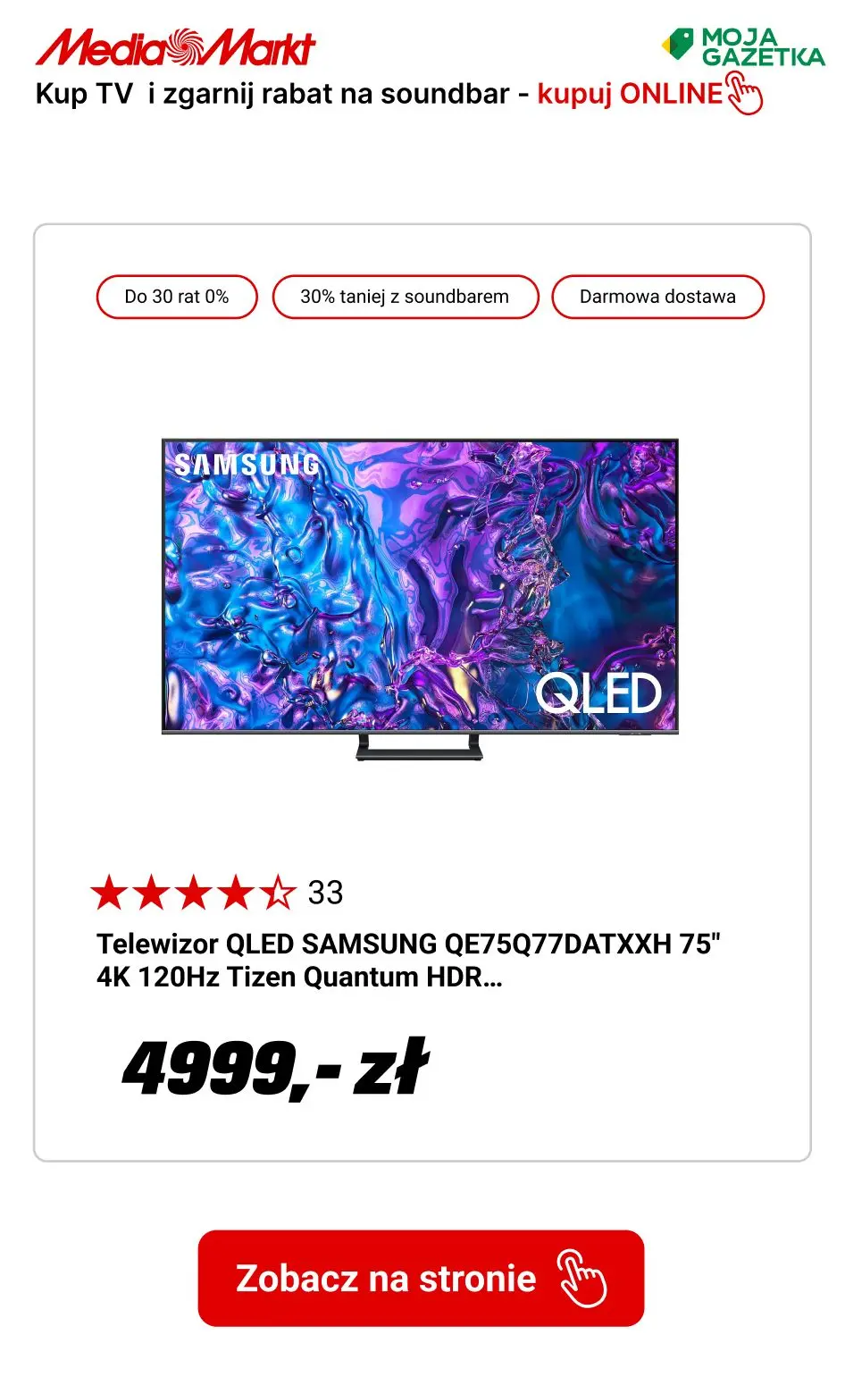 gazetka promocyjna Media Markt Kup wybrany TV Samsung i otrzymaj rabat 30% na soundbar! - Strona 9