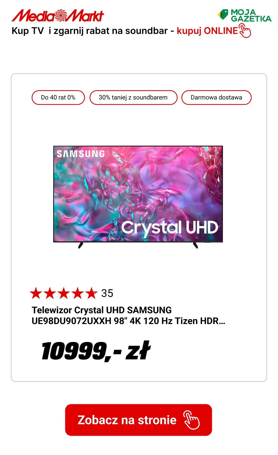 gazetka promocyjna Media Markt Kup wybrany TV Samsung i otrzymaj rabat 30% na soundbar! - Strona 13