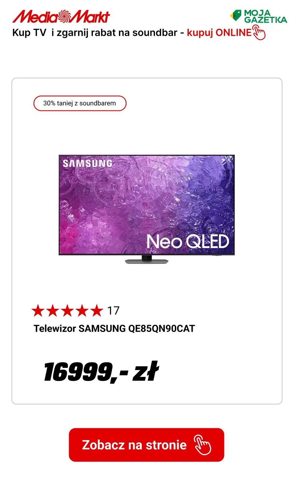 gazetka promocyjna Media Markt Kup wybrany TV Samsung i otrzymaj rabat 30% na soundbar! - Strona 16