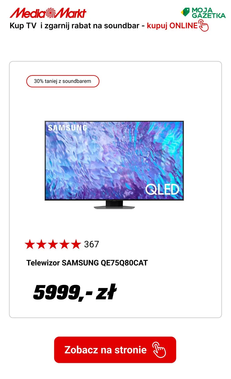 gazetka promocyjna Media Markt Kup wybrany TV Samsung i otrzymaj rabat 30% na soundbar! - Strona 19