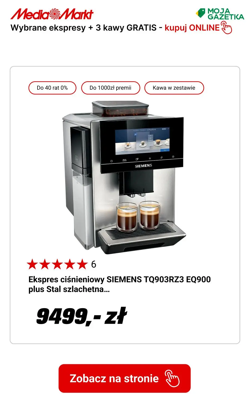 gazetka promocyjna Media Markt Kup Ekspres otrzymaj 3 kg kawy w PREZENCIE! - Strona 9