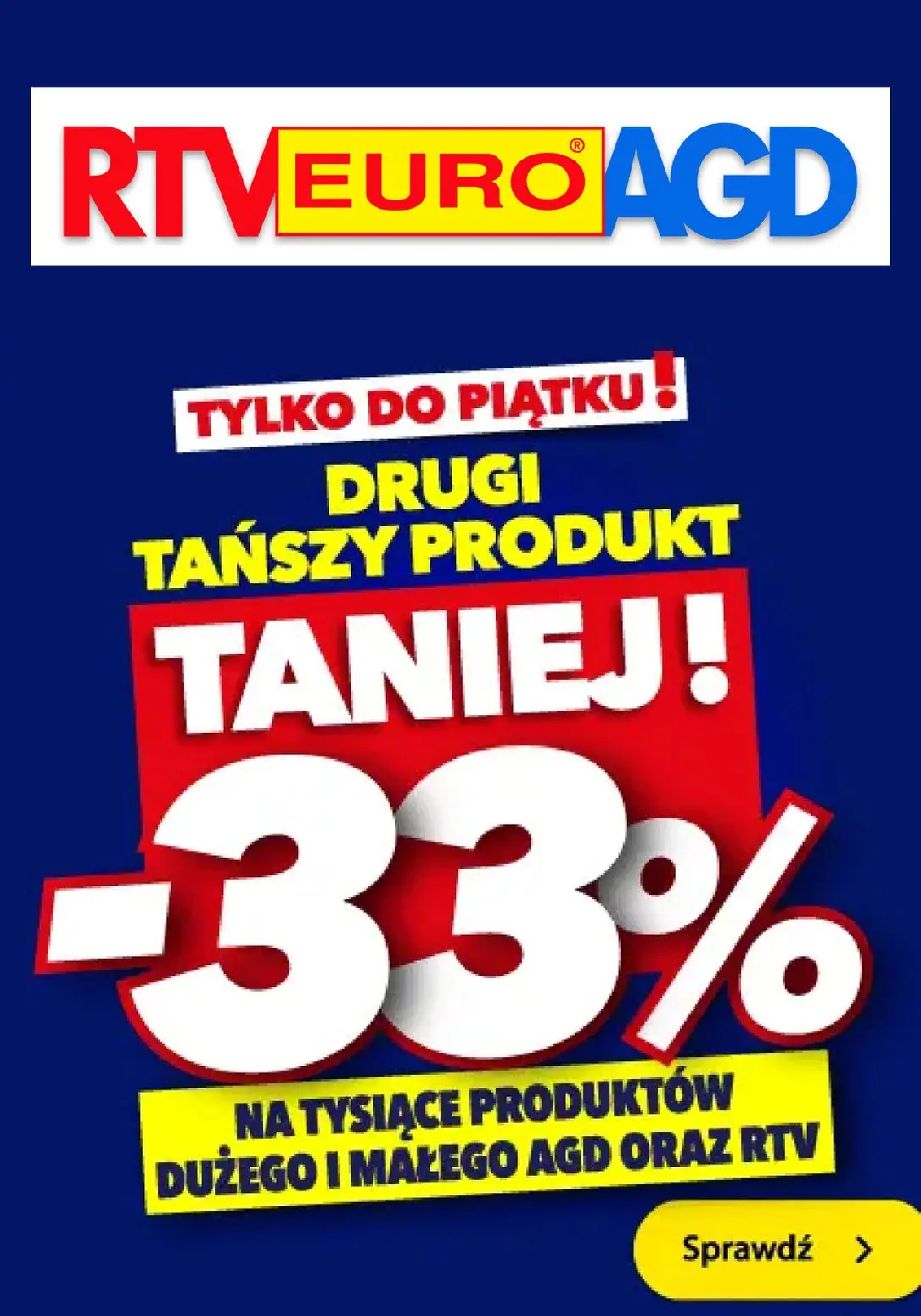 gazetka promocyjna RTV EURO AGD Drugi, tańszy 33% taniej! - Strona 1