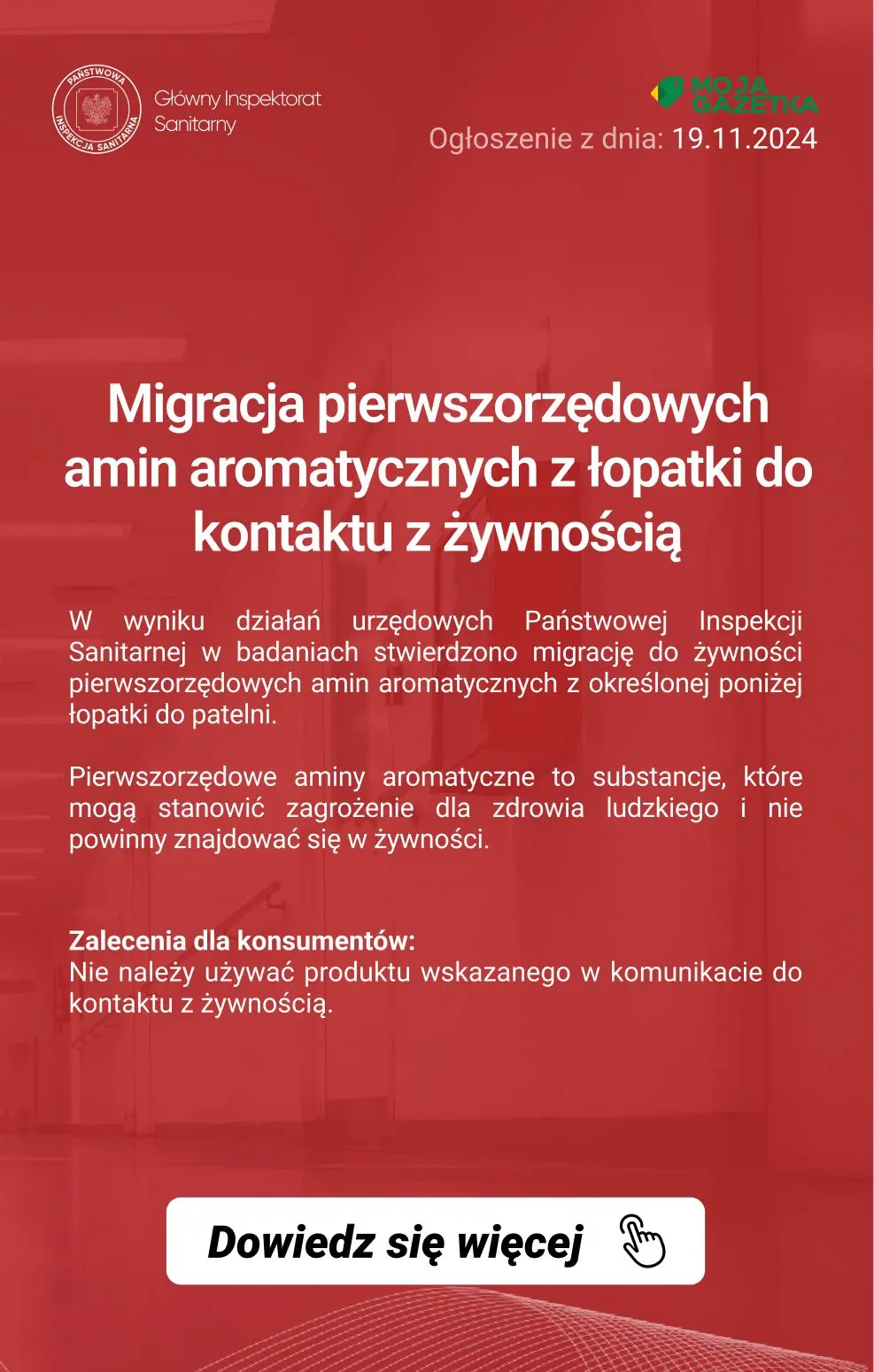 gazetka promocyjna Ostrzeżenia i alerty Ostrzeżenie publiczne dotyczące wyrobu do kontaktu z żywnością: Migracja pierwszorzędowych amin aromatycznych z łopatki do kontaktu z żywnością - Strona 2