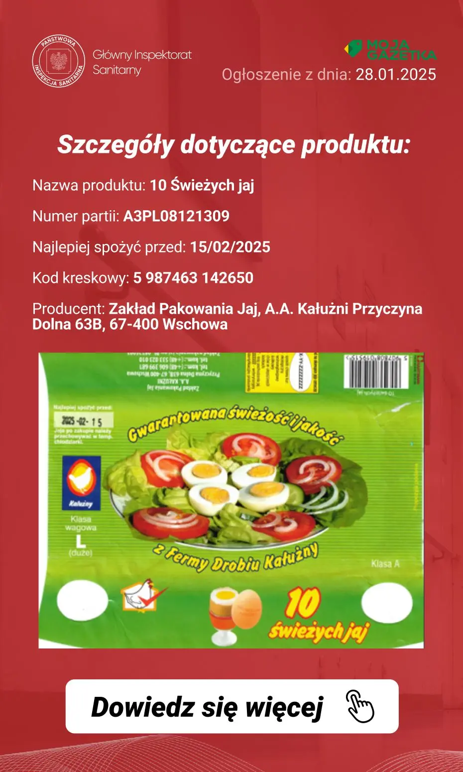 gazetka promocyjna Ostrzeżenia i alerty Ostrzeżenie publiczne dotyczące żywności: Wykrycie obecności bakterii Salmonella spp. na powierzchni skorupek jaj - Strona 3