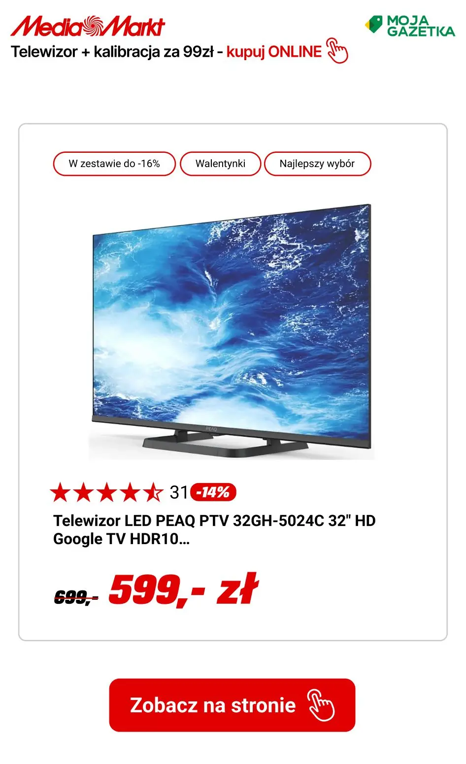 gazetka promocyjna Media Markt Wszystkie TV z kalibracją za 99zł! - Strona 9