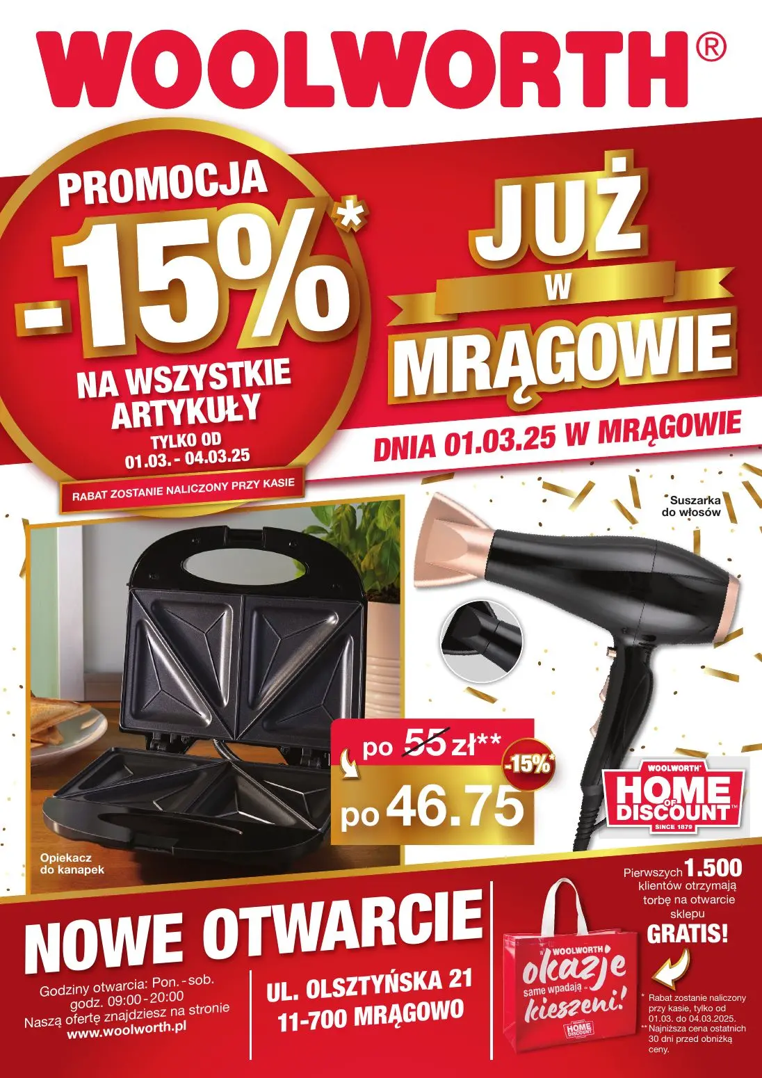 gazetka promocyjna WOOLWORTH Mrągowo - nowe otwarcie - Strona 1