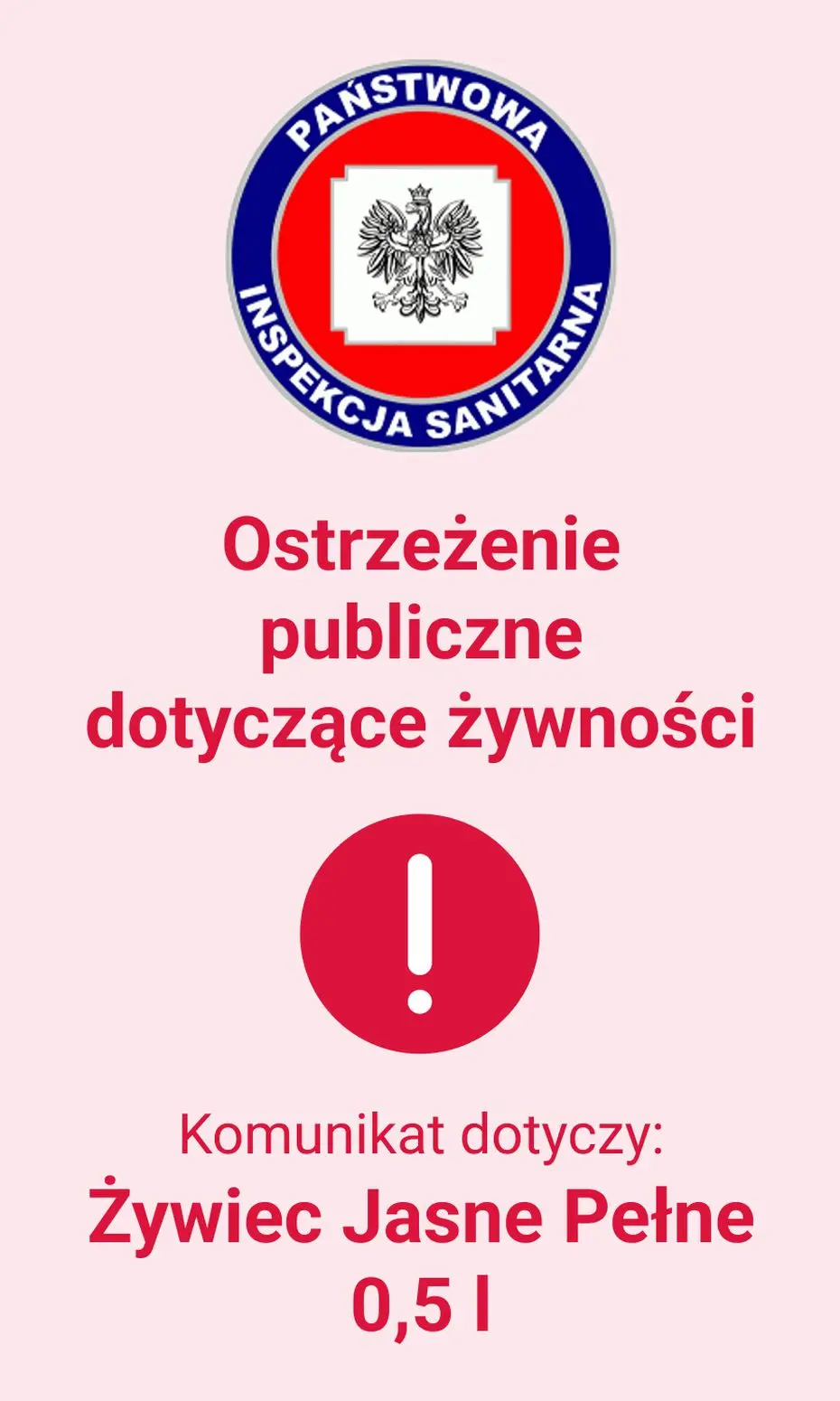 gazetka promocyjna Ostrzeżenia i alerty Żywiec Jasne Pełne 0,5 l - Strona 1