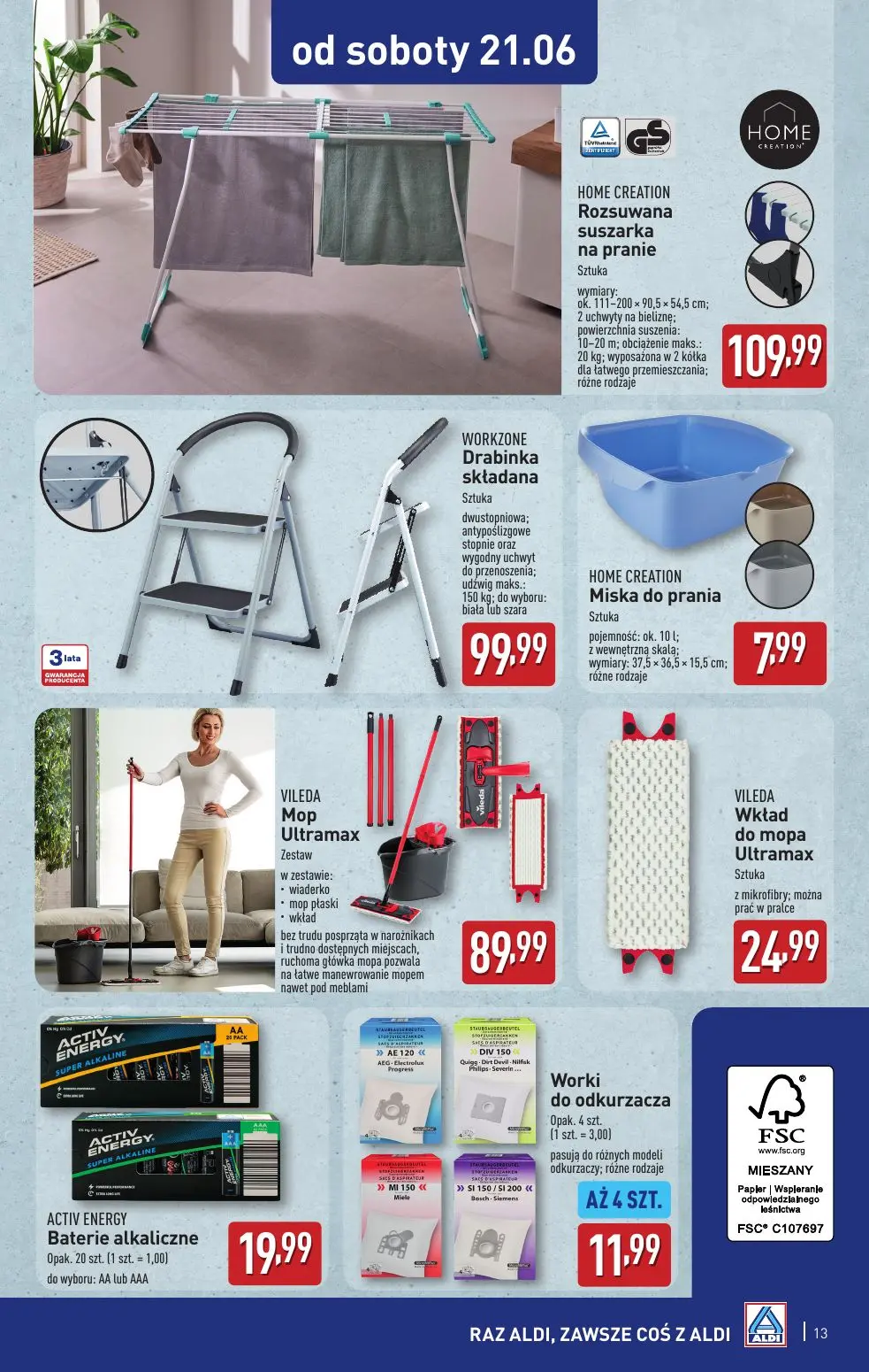 gazetka promocyjna ALDI Artykuły przemysłowe i tekstylia od środy i od soboty - Strona 13