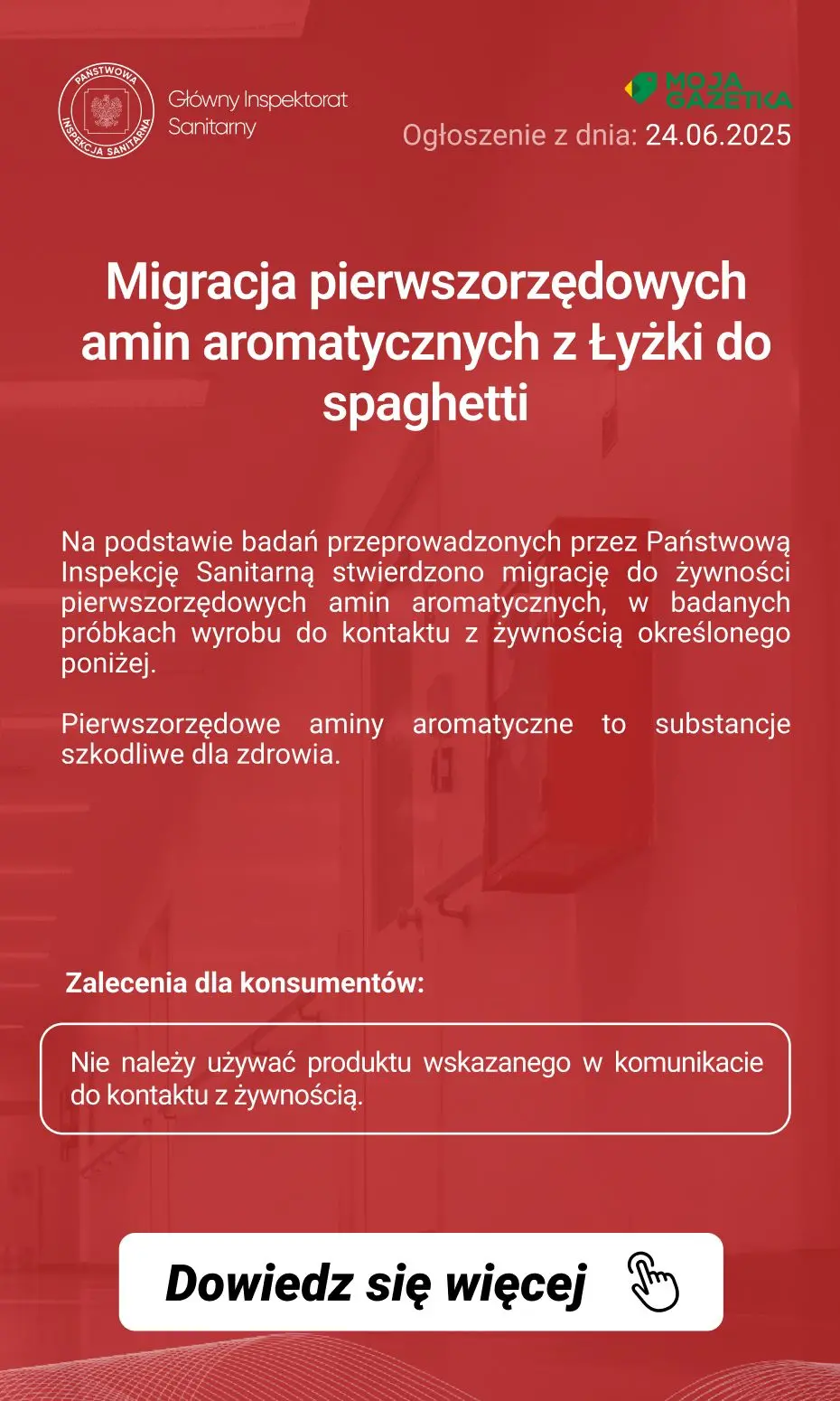 gazetka promocyjna Ostrzeżenia i alerty Ostrzeżenie publiczne dotyczące wyrobu do kontaktu z żywnością: Migracja pierwszorzędowych amin aromatycznych z Łyżki do spaghetti - Strona 2