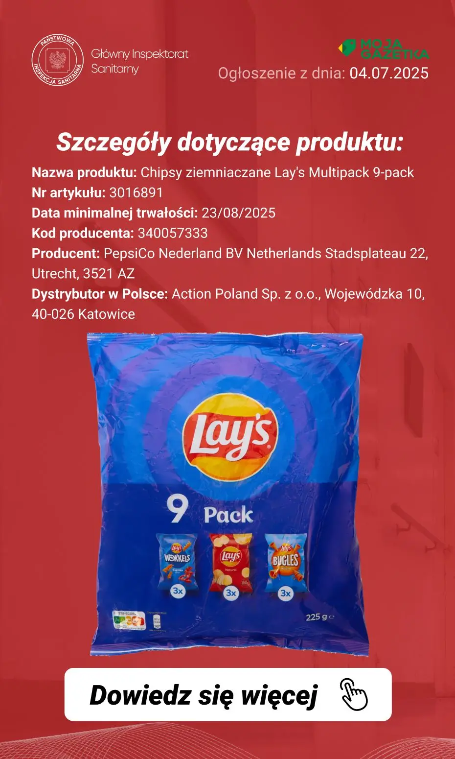 gazetka promocyjna Ostrzeżenia i alerty Ostrzeżenie publiczne dotyczące żywności: Wysoki poziom węglowodorów aromatycznych olejów mineralnych (MOAH) oraz węglowodorów nasyconych olejów mineralnych (MOSH) w chipsach ziemniaczanych - Strona 3