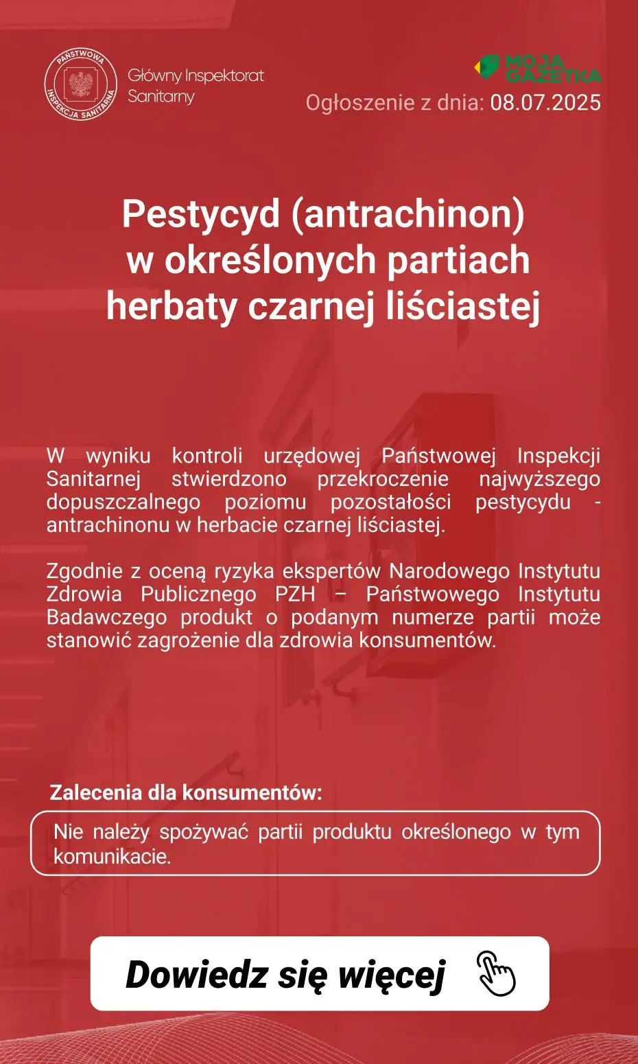 gazetka promocyjna Ostrzeżenia i alerty Ostrzeżenie publiczne dotyczące żywności: Pestycyd (antrachinon) w określonych partiach herbaty czarnej liściastej - Strona 2