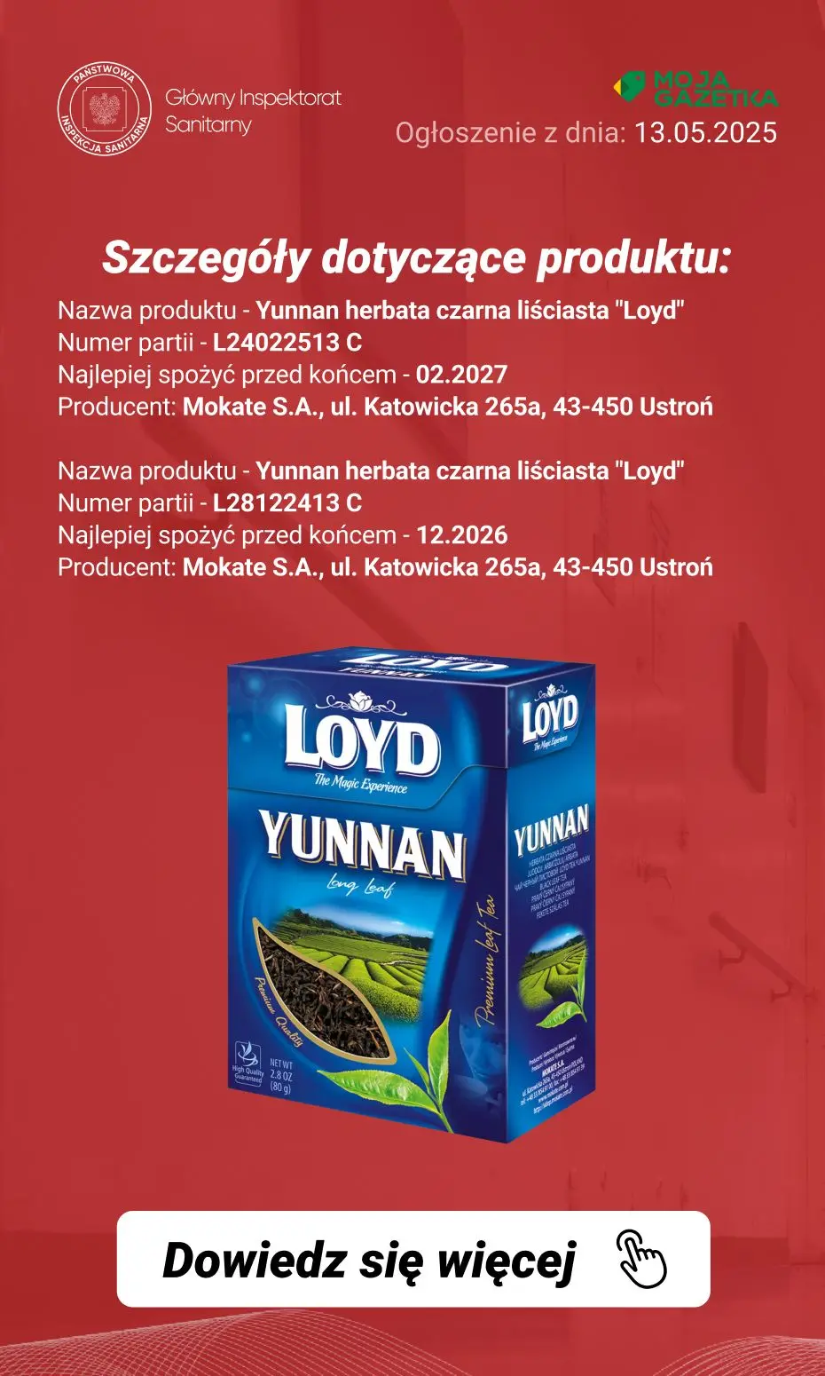 gazetka promocyjna Ostrzeżenia i alerty Ostrzeżenie publiczne dotyczące żywności: Pestycyd (antrachinon) w partii herbaty czarnej liściastej - Strona 3