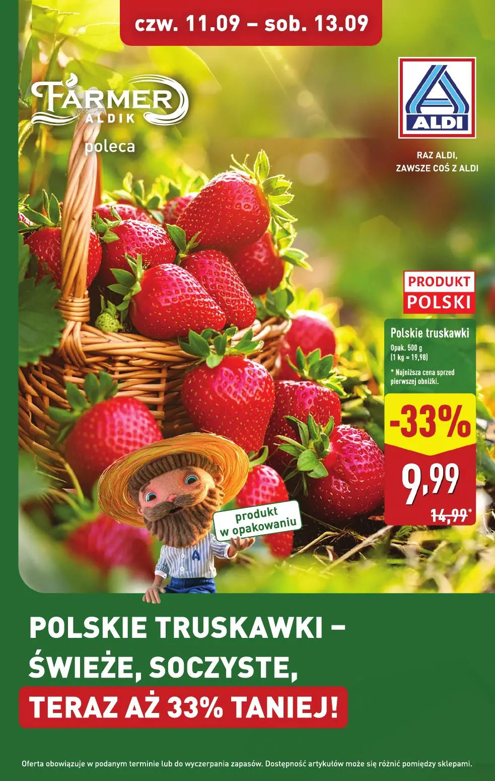 gazetka promocyjna ALDI Farmer Aldik poleca truskawki 🍓 - Strona 1