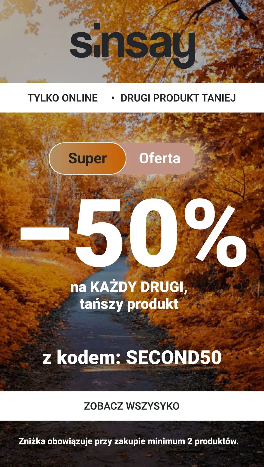 gazetka promocyjna Sinsay 👉 kod: SECOND50 🍎 - Strona 1