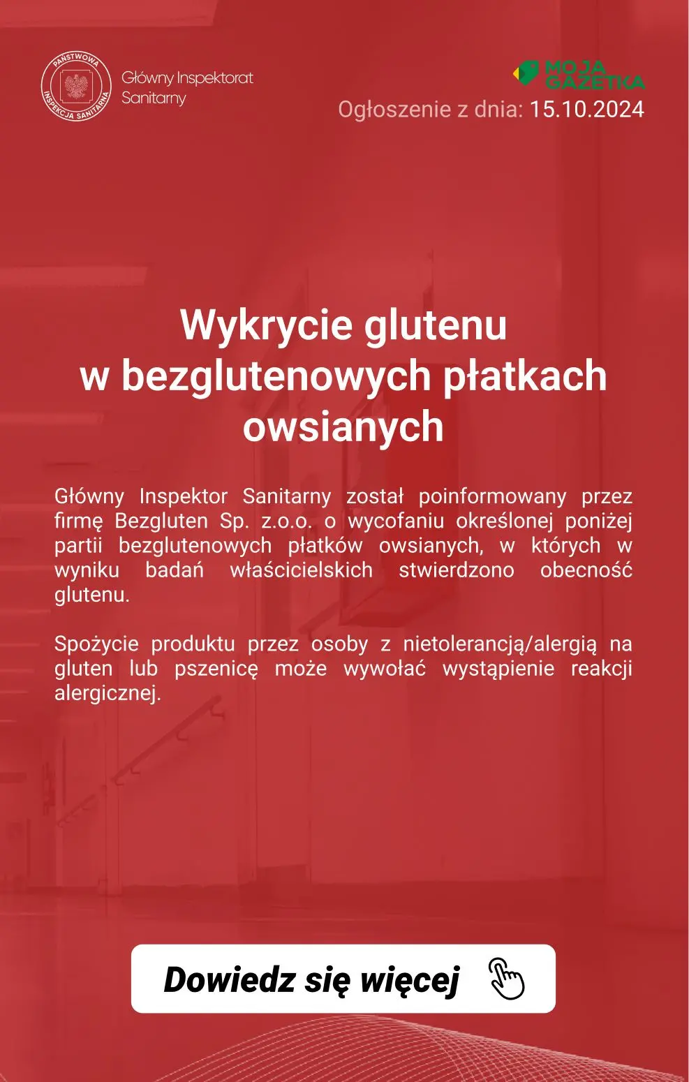 gazetka promocyjna Ostrzeżenia i alerty Ostrzeżenie publiczne dotyczące żywności: Wykrycie glutenu w bezglutenowych płatkach owsianych
 - Strona 2