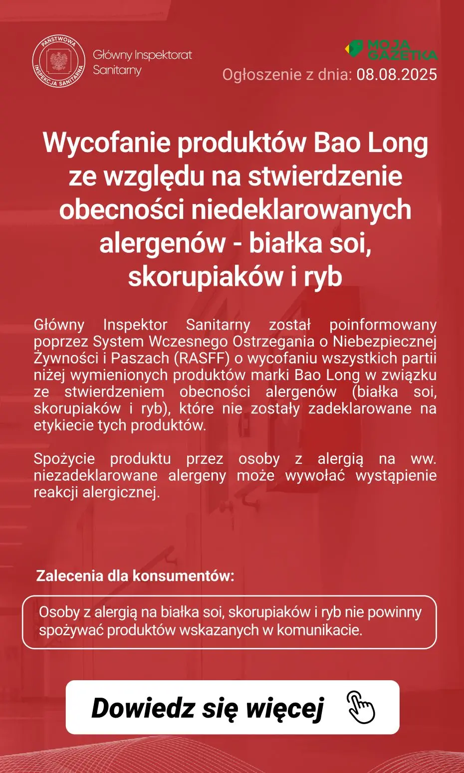 gazetka promocyjna Ostrzeżenia i alerty Ostrzeżenie publiczne dotyczące żywności: Wycofanie produktów Bao Long ze względu na stwierdzenie obecności niedeklarowanych alergenów - białka soi, skorupiaków i ryb - Strona 2