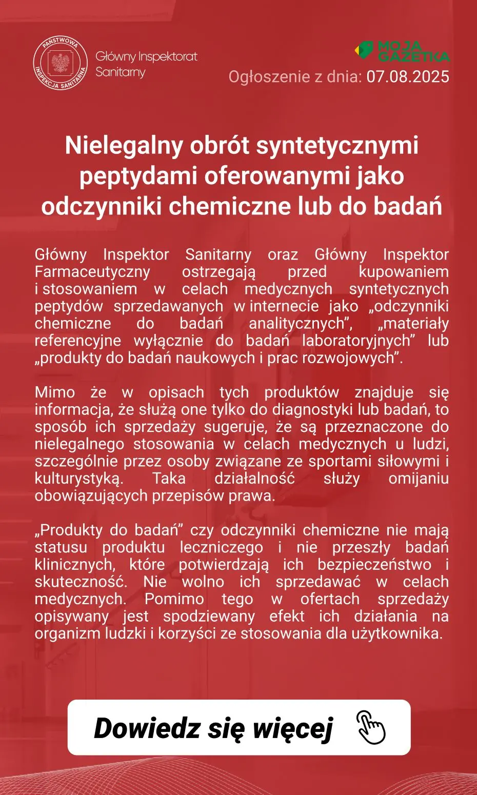 gazetka promocyjna Ostrzeżenia i alerty Ostrzeżenie publiczne: Nielegalny obrót syntetycznymi peptydami oferowanymi jako odczynniki chemiczne lub do badań - Strona 2