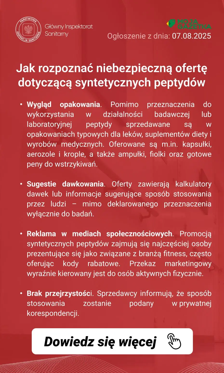 gazetka promocyjna Ostrzeżenia i alerty Ostrzeżenie publiczne: Nielegalny obrót syntetycznymi peptydami oferowanymi jako odczynniki chemiczne lub do badań - Strona 3