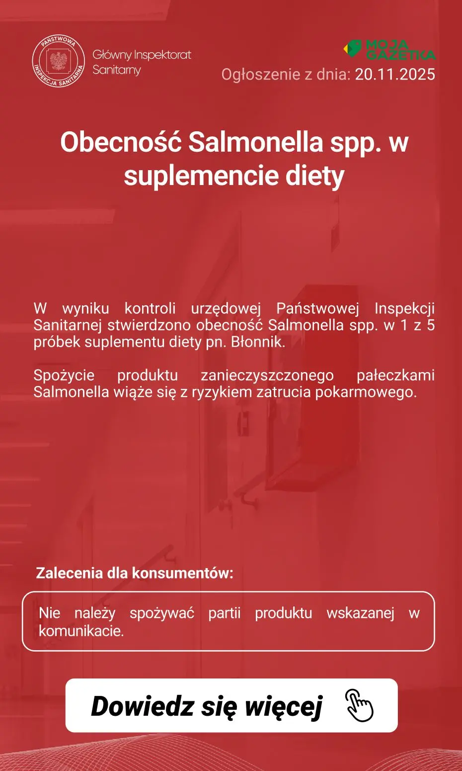gazetka promocyjna Ostrzeżenia i alerty Ostrzeżenie publiczne dotyczące żywności: Obecność Salmonella spp. w suplemencie diety - Strona 2