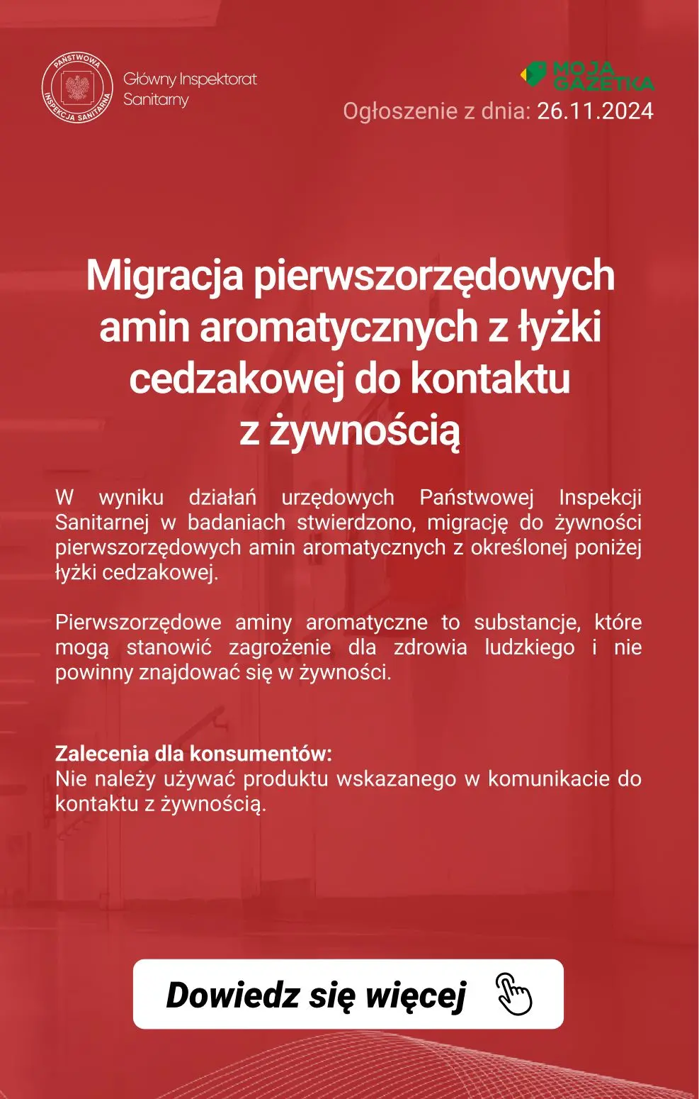 gazetka promocyjna Ostrzeżenia i alerty Ostrzeżenie publiczne dotyczące wyrobu do kontaktu z żywnością: Migracja pierwszorzędowych amin aromatycznych z łyżki cedzakowej do kontaktu z żywnością - Strona 2