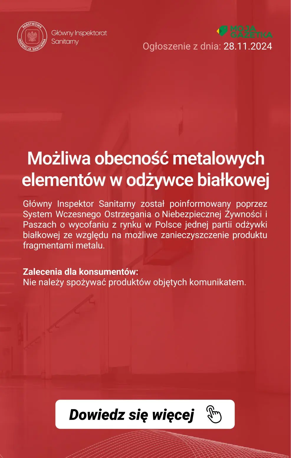 gazetka promocyjna Ostrzeżenia i alerty Ostrzeżenie publiczne dotyczące żywności: Możliwa obecność metalowych elementów w odżywce białkowej - Strona 2