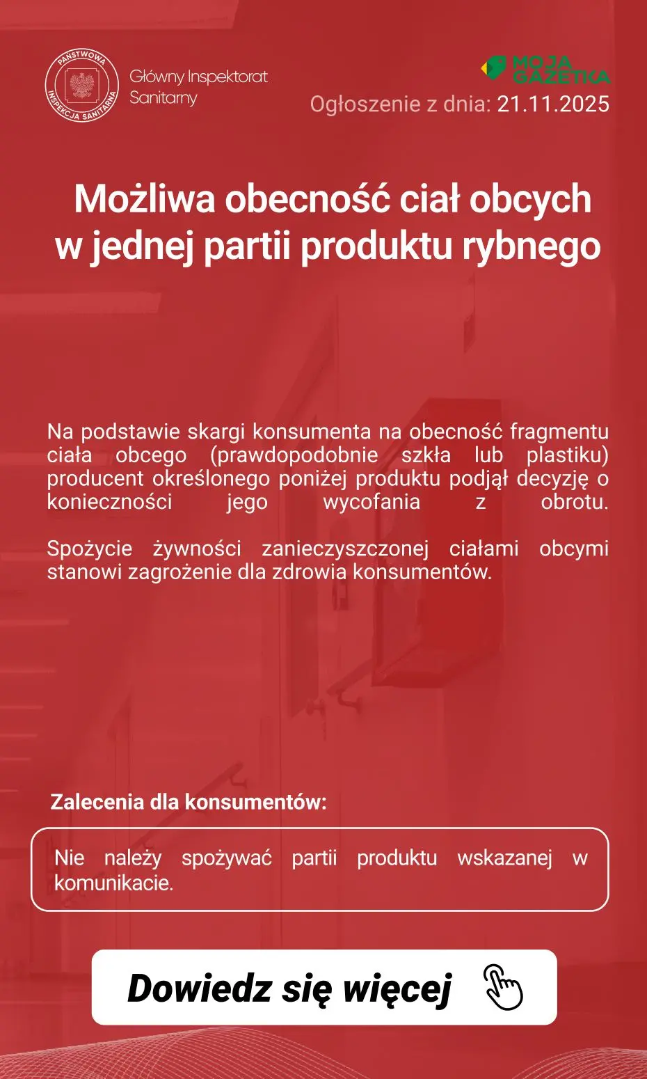 gazetka promocyjna Ostrzeżenia i alerty Ostrzeżenie publiczne dotyczące żywności: Możliwa obecność ciał obcych w jednej partii produktu rybnego - Strona 2