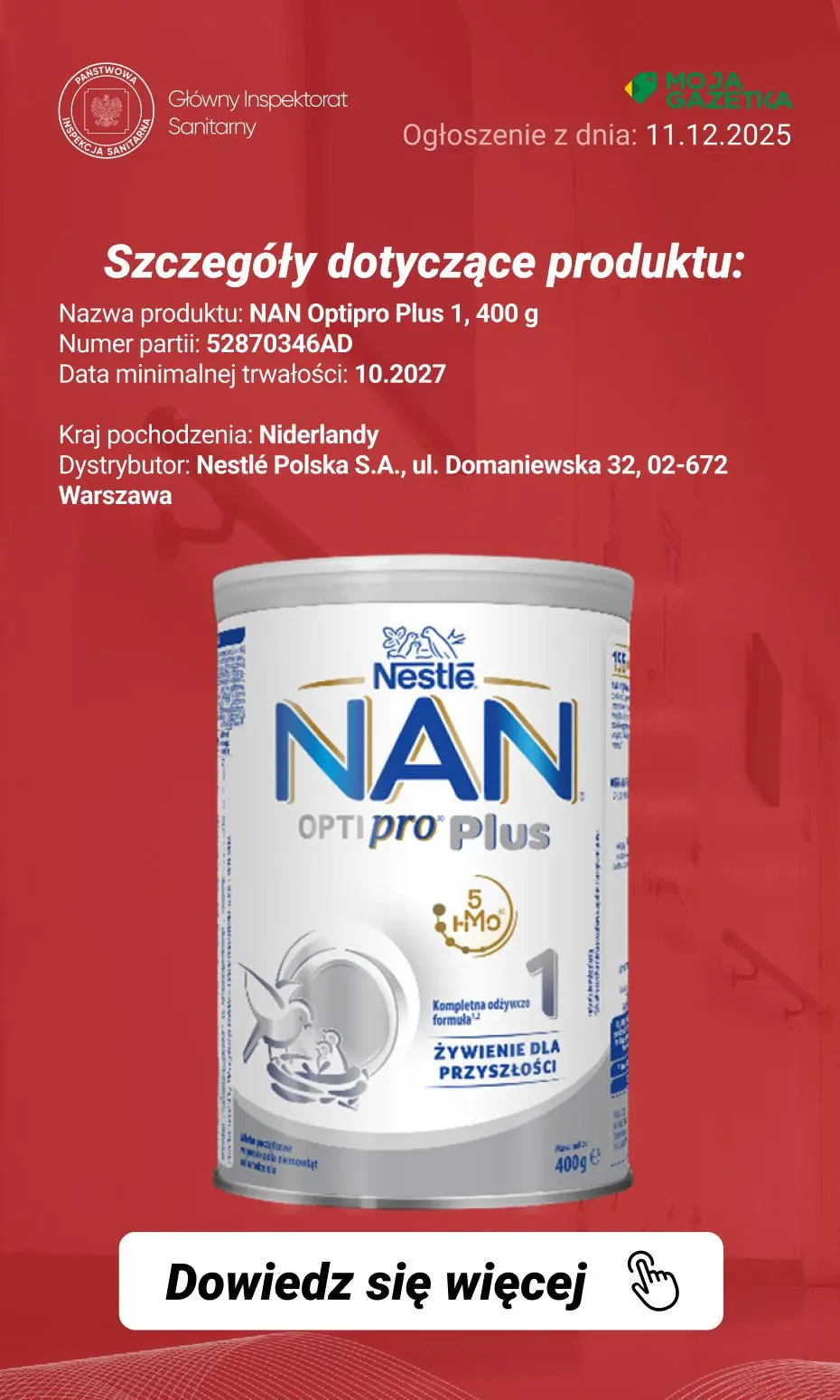 gazetka promocyjna Ostrzeżenia i alerty Ostrzeżenie publiczne dotyczące żywności: prewencyjne, dobrowolne wycofanie dwóch partii mleka modyfikowanego ze względu na wykrycie obecności mikroorganizmu Bacillus cereus na jednej z linii produkcyjnych - Strona 4