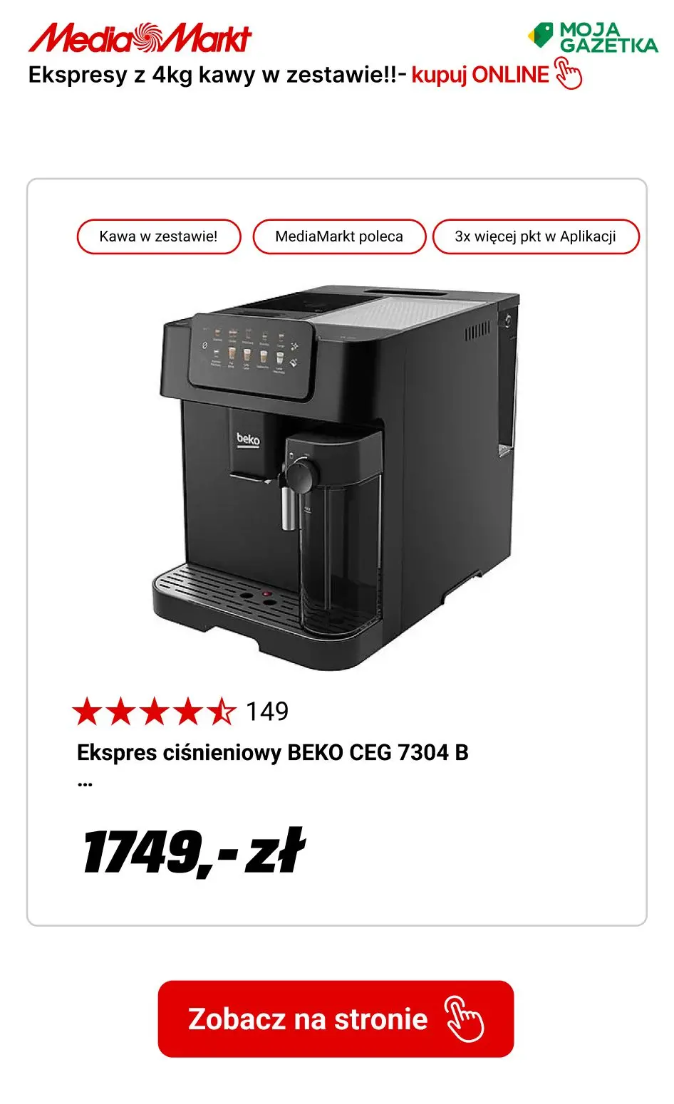 gazetka promocyjna Media Markt Ekspresy automatyczne z 4kg kawy Eduscho w zestawie! - Strona 5