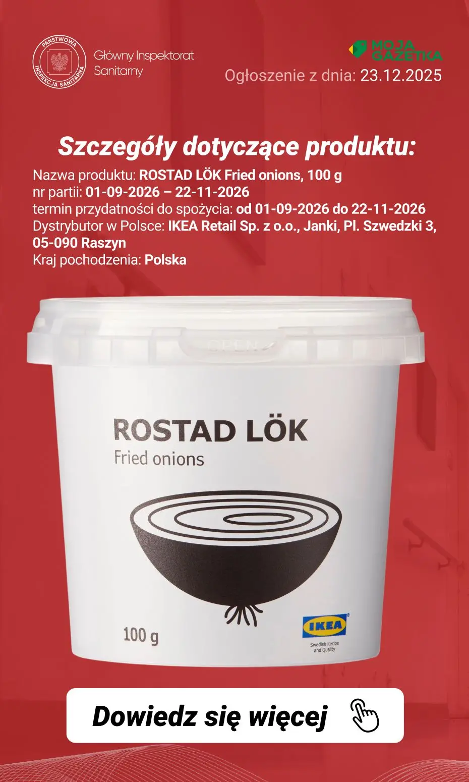 gazetka promocyjna Ostrzeżenia i alerty Ostrzeżenie publiczne dotyczące żywności: nieodpowiednia informacja o obecności alergenu - pszenicy na etykiecie określonych partii prażonej cebuli - Strona 3